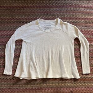 FREE PEOPLE WE THE FREE CREAM WAFFLE KNIT LONG SLEEBE FLOWY BLOUSE